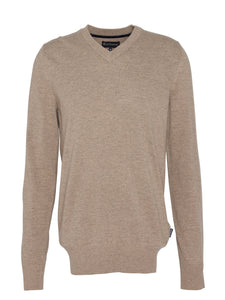 Barbour Mens Marlow V neck sweater in stone